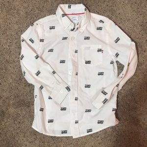 Boys Gymboree Fire Engine Button Down Shirt sz 5/6